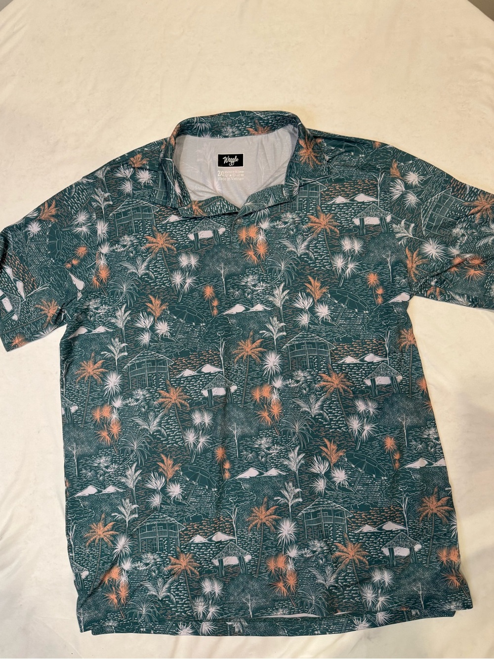 Waggle Golf Polo Mens 2XL Tropical Hawaiian Print Performance Stretch Shirt